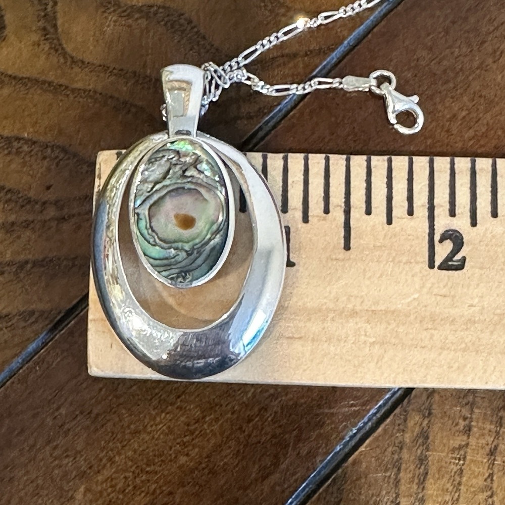 Collins Fine Jewelry CFG Pendant Necklace 16 Inch Abalone 925 Sterling 11.4g - Picture 12 of 12